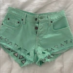 Carmar mint green denim shorts